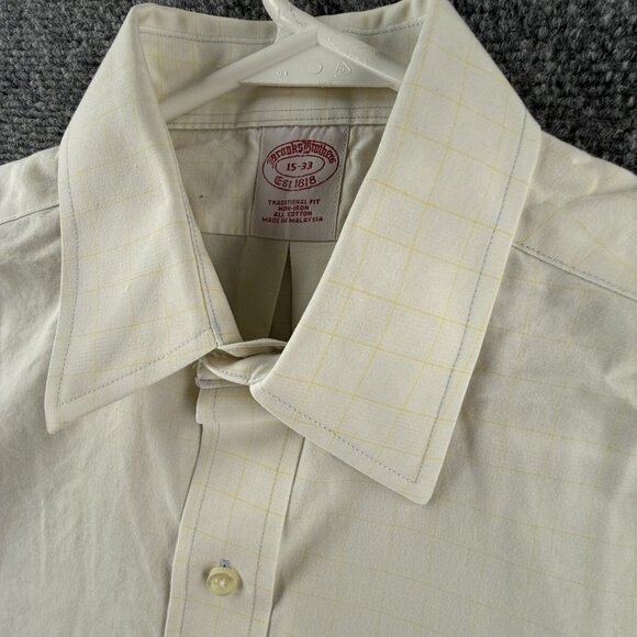 Brooks Brothers Cotton Yellow Traditional Non-Iron Check 15 33 Shirt Men Adult - Picture 8 of 16
